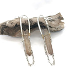 Natural quartz drop earrings suspended from handformed sterling silver arches with delicate chain Art by any Means Jewelry