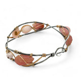 Pink Opal Braid Cuff Bracelet B408