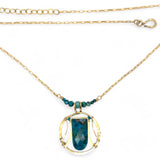 Blue Green Algae Drop Necklace 84115N