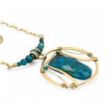 Blue Green Algae Drop Necklace 84115N