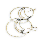 Lightweight brass hammered statement hoop earrings with labradorite gemstone accents on gold filled earrings hooks