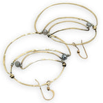 Lightweight brass hammered statement hoop earrings with labradorite gemstone accents on gold filled earrings hooks