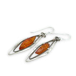 amber spike gemstones inside oxidized sterling twist marquise inside hammered sterling silver marquise earrings