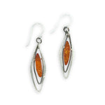 amber spike gemstones inside oxidized sterling twist marquise inside hammered sterling silver marquise earrings
