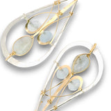 Sterling silver drop earrings with built in 14k gold filled earring hooks, accented with aquamarine gemstones
