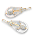 Sterling silver drop earrings with built in 14k gold filled earring hooks, accented with aquamarine gemstones