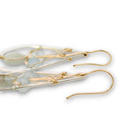 Sterling silver drop earrings with built in 14k gold filled earring hooks, accented with aquamarine gemstones