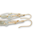 Sterling silver drop earrings with built in 14k gold filled earring hooks, accented with aquamarine gemstones