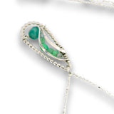 sterling silver necklace with a mini teardrop pendant filled with amazonite, chrysoprase, green opal and apatite gemstones
