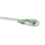 sterling silver necklace with a mini teardrop pendant filled with amazonite, chrysoprase, green opal and apatite gemstones