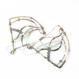 Biwa fresh water stick pearls are cocooned in swishes of copper, brass and sterling silver hammered wires, accented with labradorite gemstones in a large brass hammered fan earrings