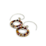 mini hammered brass and sterling dot wire rings with mookaite jasper and out handmade hoop earring hooks