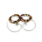 mini hammered brass and sterling dot wire rings with mookaite jasper and out handmade hoop earring hooks