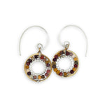 mini hammered brass and sterling dot wire rings with mookaite jasper and out handmade hoop earring hooks