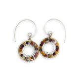 mini hammered brass and sterling dot wire rings with mookaite jasper and out handmade hoop earring hooks