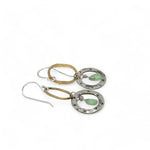 Star stamped hammered and darkened sterling silver rings and hammered brass ovals with a tiny new jade faceted drop dangle mini earrings