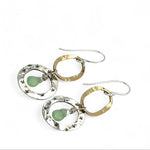 Star stamped hammered and darkened sterling silver rings and hammered brass ovals with a tiny new jade faceted drop dangle mini earrings