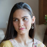 Star stamped hammered and darkened sterling silver rings and hammered brass ovals with a tiny new jade faceted drop dangle mini earrings