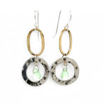 Star stamped hammered and darkened sterling silver rings and hammered brass ovals with a tiny new jade faceted drop dangle mini earrings
