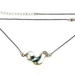 Hammered brass and darkened sterling silver waves pendant necklace filled with apatite and turquoise gemstones on gold filled wire 