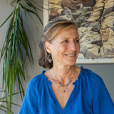 London blue quartz faceted tiles wrapped in gold filled wire nest on oxidized sterling silver hammered diamond earrings