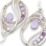 Sterling silver drop earrings with purple lavender jade drop and lavender cubic zirconia gemstones