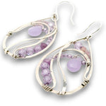 Sterling silver drop earrings with purple lavender jade drop and lavender cubic zirconia gemstones