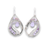 Sterling silver drop earrings with purple lavender jade drop and lavender cubic zirconia gemstones