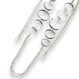 Handmade hammered large oval links held together with delicate sterling silver barrel tube chain to form long necklace that can be worn at any length