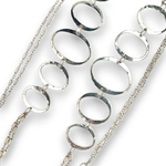 Handmade hammered large oval links held together with delicate sterling silver barrel tube chain to form long necklace that can be worn at any length