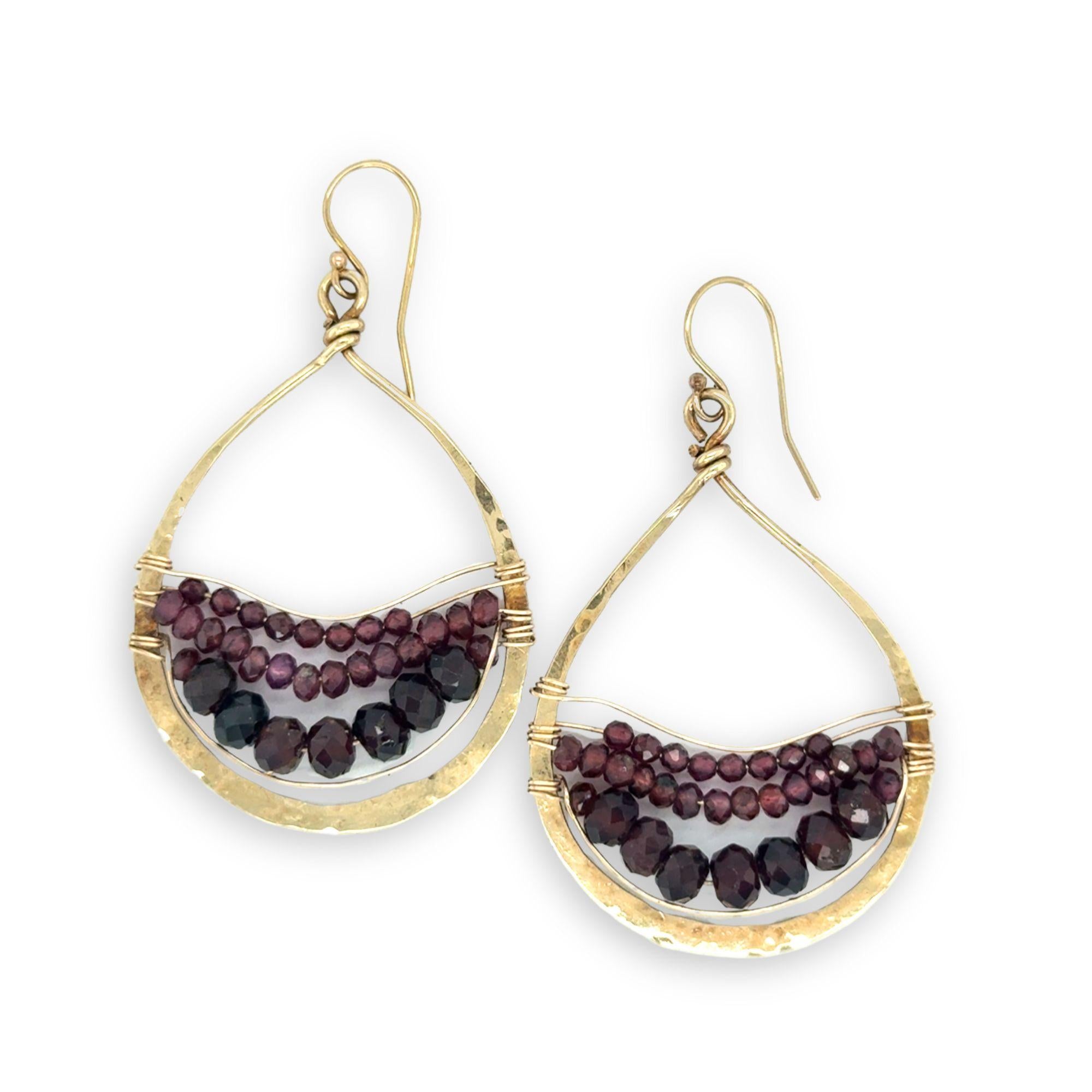 Garnet beaded earring