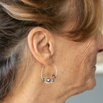 Olive and purple color fresh water pearl collection woven into a gold filled handmade hoop earring