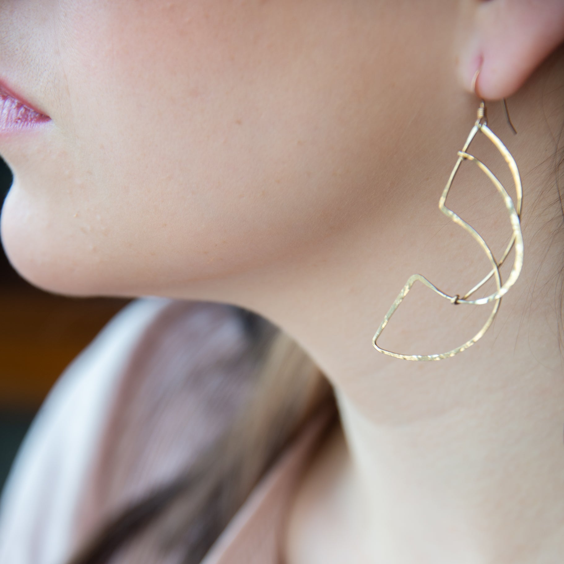 Gold filled handmade hammered statement earrings with gold filled earring hooks