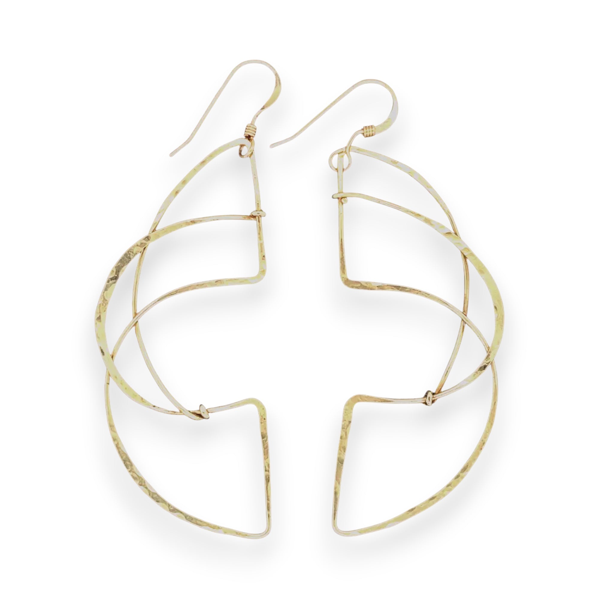 Gold filled handmade hammered statement earrings with gold filled earring hooks