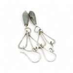 Handmade hammered sterling silver drops on an arch earring with labradorite teardrop dangle earring
