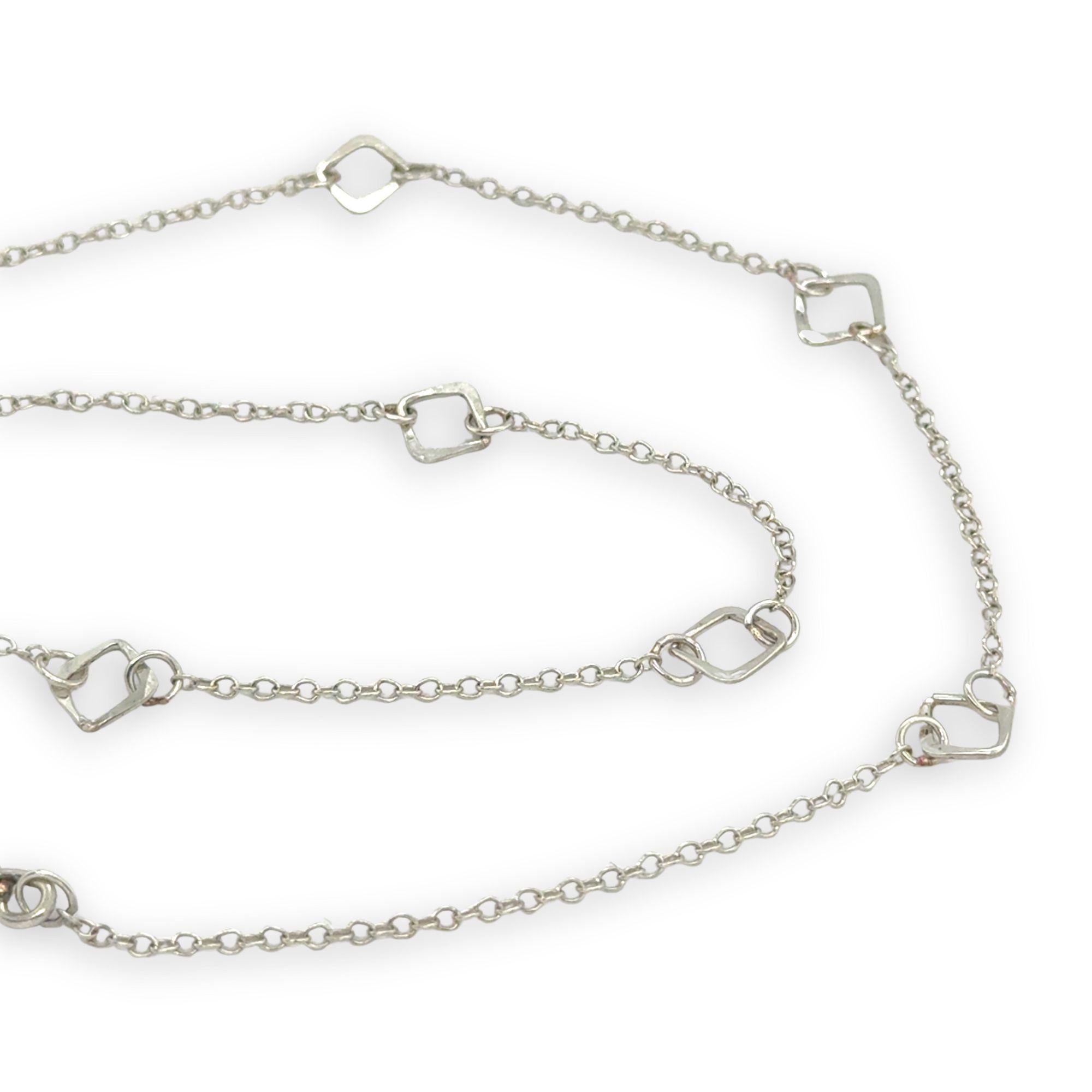 Hammered sterling silver mini box pendant with smooth blue kyanite square gemstones on sterling silver chain necklace