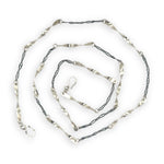 Handmade hammered an twisted sterling silver bars interspersed between oxidized sterling silver chain long necklace