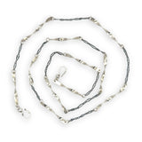 Handmade hammered an twisted sterling silver bars interspersed between oxidized sterling silver chain long necklace