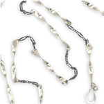 Handmade hammered an twisted sterling silver bars interspersed between oxidized sterling silver chain long necklace