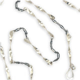 Handmade hammered an twisted sterling silver bars interspersed between oxidized sterling silver chain long necklace