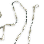 Handmade hammered an twisted sterling silver bars interspersed between oxidized sterling silver chain long necklace