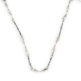Handmade hammered an twisted sterling silver bars interspersed between oxidized sterling silver chain long necklace