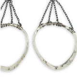 Star and dandelion stamped and hammered sterling silver organic hoops hanging from layers of darkened sterling silver delicate chain earrings