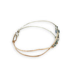 Half sterling silver, half bronze hammered arrow shaped bracelet embellished with an iolite sphere and fancy jasper gemstones