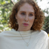 handmade hammered gold filled heart with one mini heart built in pendant on a sterling silver delicate heart chain