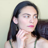 olive freshwater pearls accent a handmade hammered brass teardrop and gold filled chain earring