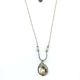 Freshwater pearl, Labradorite, moonstone gemstones, Handmade sterling silver drop on arch, dot chain necklace with clasp