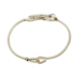 Hammered brass heart bracelet with a singular round fresh water pearl accent