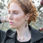 Darkened sterling silver marquise link necklace with refined quality garnet marquise gemstones on gold filled wire