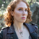 hammered brass points hanging from delicate sterling silver chain with oxidized sterling silver twist and faceted garnet gemstones earrings